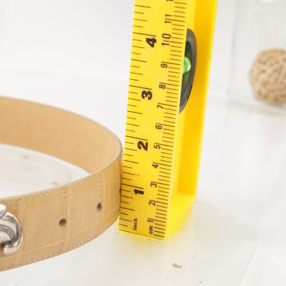 Vintage Brighton Women's Belt Size S Small Tan Beige Croc Leather Leaf Buckle - Picture 7 of 12